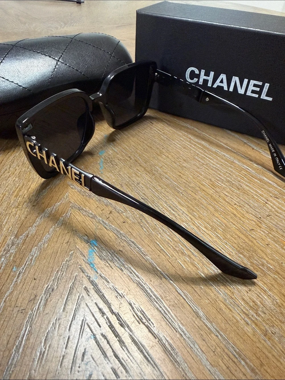 CHANEL Black Oversized Square Sunglasses